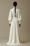 Elegant High-Collar Ivory Maxi Dress | Modest Gown | Modest fashion