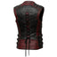 Men’s Gothic Steampunk Leather Vest – Black & Red Vampire Waistcoat, Punk Biker Halloween Costume