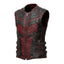 Men’s Gothic Steampunk Leather Vest – Black & Red Vampire Waistcoat, Punk Biker Halloween Costume