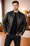 Men’s White Crocodile Leather Jacket – Genuine Real Leather Designer Biker Coat Luxury Fashion Outerwear