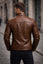 Men’s Brown Leather Biker Jacket | Vintage Café Racer Motorcycle Jacket | Slim Fit Genuine Leather Jacket for Men