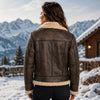 Men’s Brown Shearling Leather Jacket B3 Bomber Aviator Jacket Faux Fur Lined Winter Coat