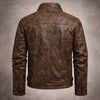 Men's Distressed Brown Leather Jacket Biker Style Genuine Coat