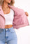 Pink Faux Leather Cropped Biker Jacket, Trendy Streetwear Coat