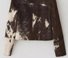 Cow Print Leather Jacket Women Cropped Brown Cowhide Coat Western Biker Jacket Y2K Streetwear Trendy Outerwear