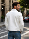 Men’s White Crocodile Leather Jacket – Genuine Real Leather Designer Biker Coat Luxury Fashion Outerwear