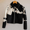 Genuine Cowhide Leather Jacket Women | Brown & White Cow Print Jacket | Western Hair On Hide Coat