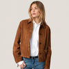 Women’s Brown Suede Jacket Handmade Goatskin Leather Button Front Coat for Winter Fashion