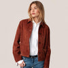 Women’s Brown Suede Jacket Handmade Goatskin Leather Button Front Coat for Winter Fashion