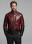 Men’s Luxury Genuine Leather Jacket Red & Black Crocodile Texture Biker Style.