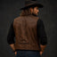 Men’s Distressed Leather Vest Handmade Vintage Western Style Lambskin Cowboy Waistcoat