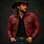 Men’s Distressed Leather Jacket Handmade Vintage Western Cowboy Lambskin Coat