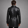 Men's Black Leather Trench Coat, Belted Long Style Jacket, Winter Formal Overcoat