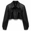 Women Black Fringe Leather Jacket | Western Cropped Leather Jacket
