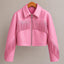 Pink Fringe Leather Jacket for Women | Cropped Western Cowgirl Jacket