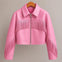 Pink Fringe Leather Jacket for Women | Cropped Western Cowgirl Jacket