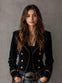 Women’s Black Velvet Military Jacket | Vintage Gold Button Blazer | Gothic Western Cropped Coat