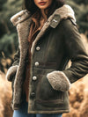 Women’s Suede Shearling Jacket | Fur Lined Suede Coat | Luxury Winter Suede Jacket