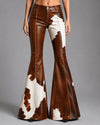 Handmade Cowhide Leather Flared pants -Western ROdeo Style