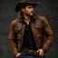Men’s Distressed Leather Jacket Handmade Vintage Western Cowboy Lambskin Coat