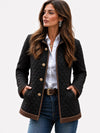 Women’s Quilted Jacket Black – Diamond Stitch Tailored Coat | Elegant Winter Outerwear for Women