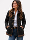 Women’s Quilted Jacket Black – Diamond Stitch Tailored Coat | Elegant Winter Outerwear for Women
