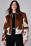 Women's Genuine Cowhide Leather Jacket  Cowhide Leather Jacket with Real Cow Hair —Women Natural Genuine Pony Hair on Cowhide Jacket