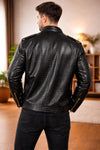 Men’s White Crocodile Leather Jacket – Genuine Real Leather Designer Biker Coat Luxury Fashion Outerwear