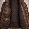 Men's Distressed Brown Leather Jacket  Biker Style Genuine Coat