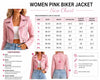 Pink Faux Leather Cropped Biker Jacket, Trendy Streetwear Coat