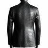Men's Crocodile Embossed Black Leather Blazer – Genuine Luxury Leather Formal Coat for Stylish Men