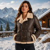 Men’s Brown Shearling Leather Jacket  B3 Bomber Aviator Jacket  Faux Fur Lined Winter Coat