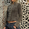 Women’s Grey Military Coat – Fitted Jacket, Y2K Style Designer Outerwear.