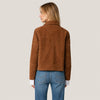 Women’s Brown Suede Jacket Handmade Goatskin Leather Button Front Coat for Winter Fashion