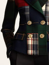 Women’s Plaid Patchwork Blazer Jacket  Luxury Tartan Double Breasted Coat  Vintage Inspired Office Blazer  Elegant Statement Jacket