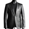 Men's Crocodile Embossed Black Leather Blazer – Genuine Luxury Leather Formal Coat for Stylish Men