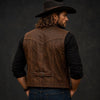 Men’s Distressed Leather Vest Handmade Vintage Western Style Lambskin Cowboy Waistcoat