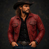 Men’s Distressed Leather Jacket Handmade Vintage Western Cowboy Lambskin Coat