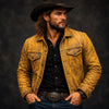 Men’s Distressed Leather Jacket Handmade Vintage Western Cowboy Lambskin Coat
