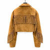 Suede Leather Cropped Fringe Jacket for Women, Western Cowgirl Jacket, Boho Festival Outfit, Vintage Style Suede Coat