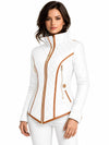 Women’s Handmade Quilted Waist-Fit Jacket | Diamond Pattern Padded Outerwear | White Faux Leather Winter Coat for Women