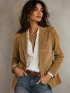 Women Western Boho Suede Blazer Jacket Brown Cognac Leather Coat Rustic Chic Vintage Fringe Style Cowgirl Jacket Gift for Her