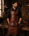 Men’s Genuine Leather Apron  Handmade BBQ Apron  Barber Woodworking Workshop Apron  Chef Grill Apron