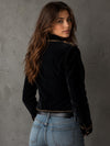 Women’s Black Velvet Military Jacket | Vintage Gold Button Blazer | Gothic Western Cropped Coat