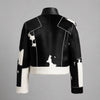 Women’s Genuine Cowhide Jacket – Western Cow Print Leather Jacket – Real Hair On Cowhide Coat – Vintage Cropped Leather Jacket