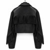 Women Black Fringe Leather Jacket | Western Cropped Leather Jacket