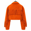 Women’s Orange Suede Fringe Jacket | Western Cropped Leather Jacket | Boho Cowgirl Tassel Coat | Vintage Festival Outfit